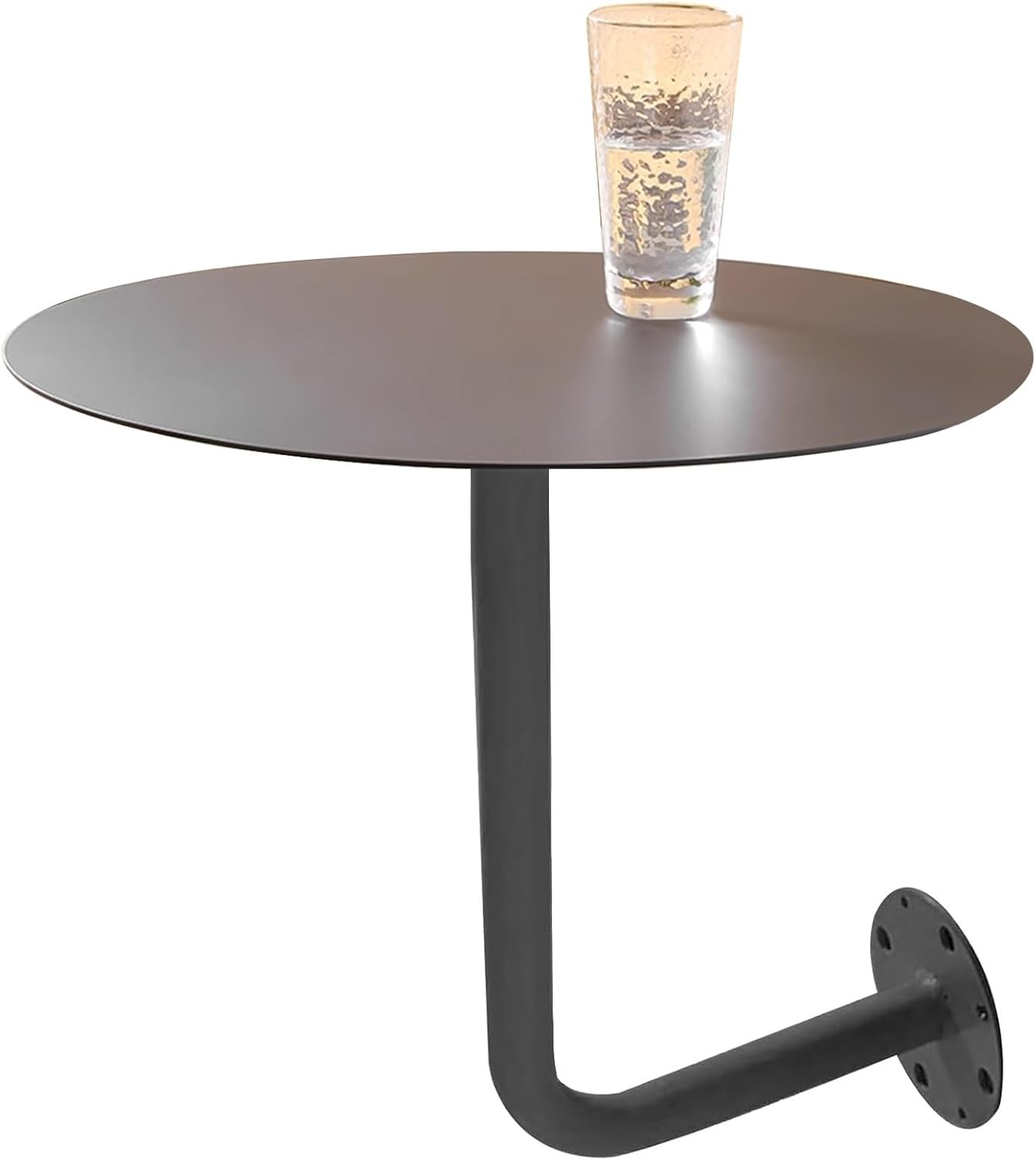 Round Stainless Steel Cocktail Bar Table - L-Shape Wall-Mounted Bistro Pub Table for Outdoor Patio & Leisure, Easy Assembly Small Side Table with Elegant Silver Finish