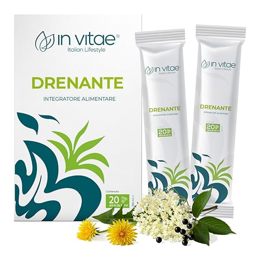 IN VITAE Drenante Fuerte Adelgazante Mujer. Suplemento para adelgazar con aloe, diente de león, abedul, alcachofa, saúco. Anticelulitis, contra retención hídrica e hinchazón abdominal. Made in Italy