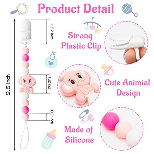 4Pcs Silicone Pacifier Clip For Babies Infant Elephants Unicorns Foxes Hedgehogs Teething Clips Soothie Toy Pacifier Clip Babies Teethers Clips For Baby Shower Birthday Keepsake Gift #TOP1