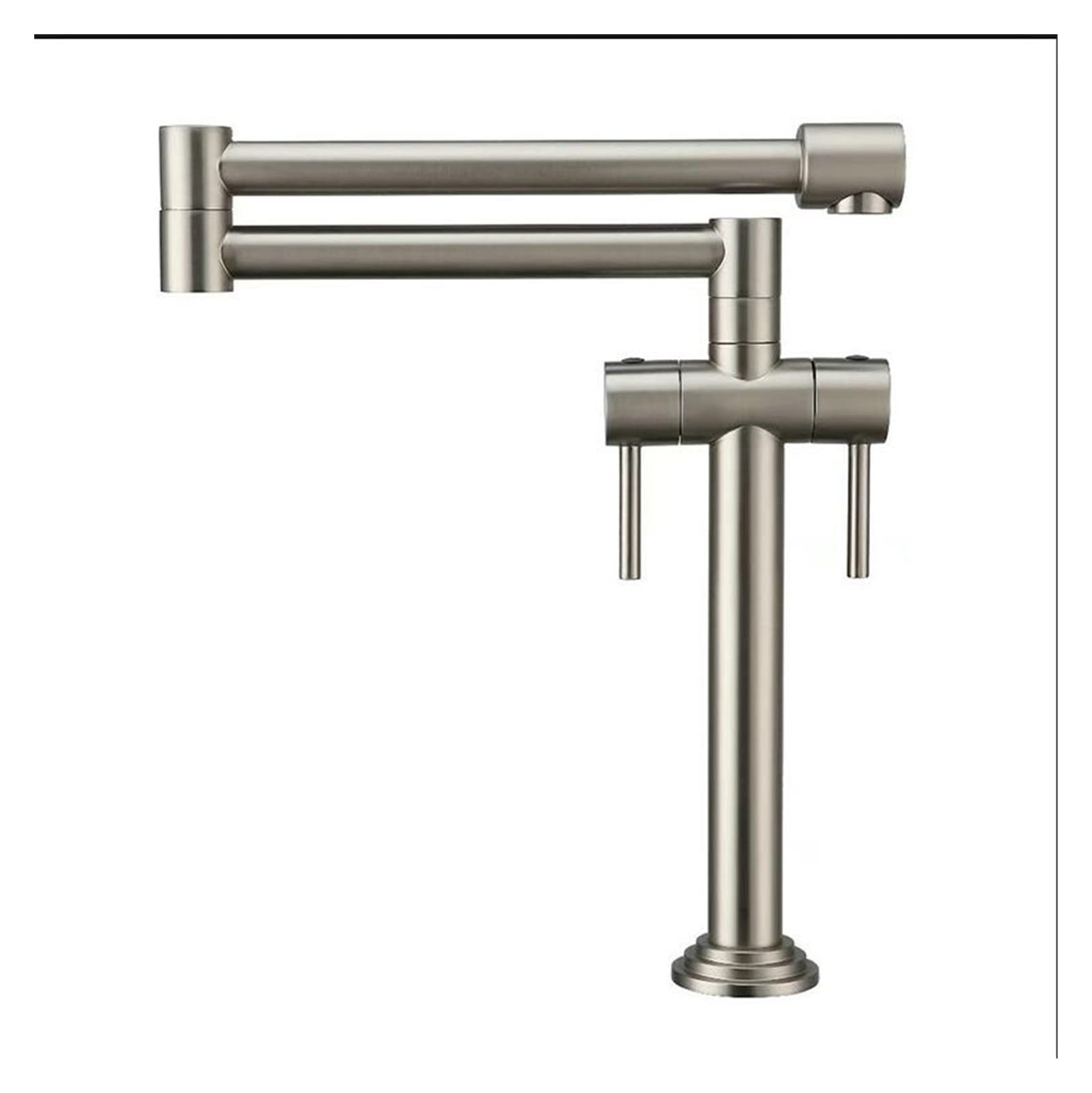 Mooilko Nickel Kitchen Faucet Solid Brass Crane For Kitchen Deck Mounted Sink Mixer Foldable Brushed/Gold/Chrome/Orb/Black Easy To Install(Nickel)