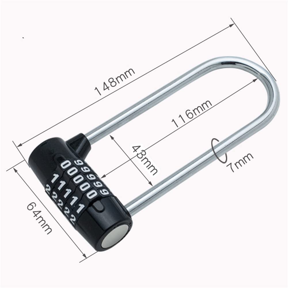Lucchetto, lucchetto per bagagli, combinazione, lucchetto a 5 cifre, 118 mm, resistente, codice esterno per porta valigia borsa pacchetto