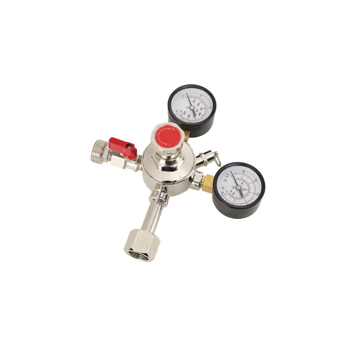 Druckminderer CO2 Druckregler, Druckminderer Gasflasche Mit Dual Manometer, CO2 Regler Bier Druckentlastungsventil Für Bier Maschine, Bierbrauen, Bierzapfanlage - W21.8 x 1/14