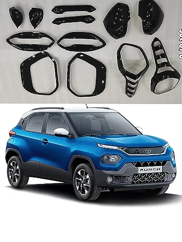 Image of Exterior Chrome Accessories Hybrid Black Finish Combo Kit for Tata Punch Chrome Side Garnish (2022)