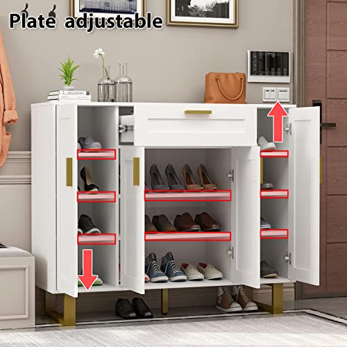 Ecacad Buffet Sideboard Storage Cabinet With Drawers, Adjustable Shelves & Doors, Modern Kitchen Cupboard Console Table For Dining Room, Entryway, White (47.2”W X 15.4”D X 39.4”H) #TOP3