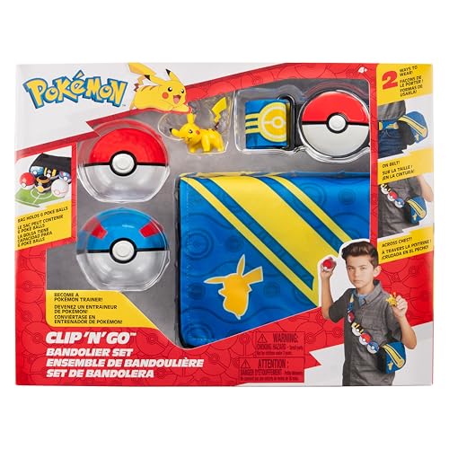 Pokémon Bandolier Set - Pikachu #4 with Poké Ball, Great Ball, and Pikachu Themed Belt & Bag - W5