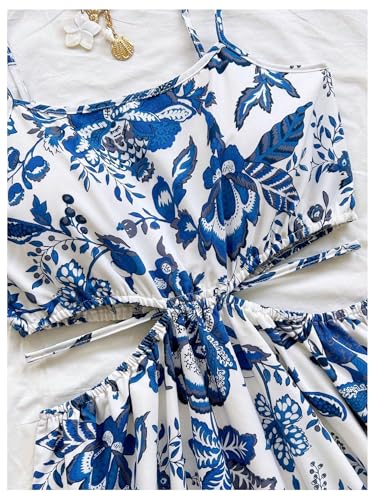 Image of Floerns Women's Cut Out Tropical Spaghetti Strap Midi Dress Summer Beach Vacation Flowy Dresses