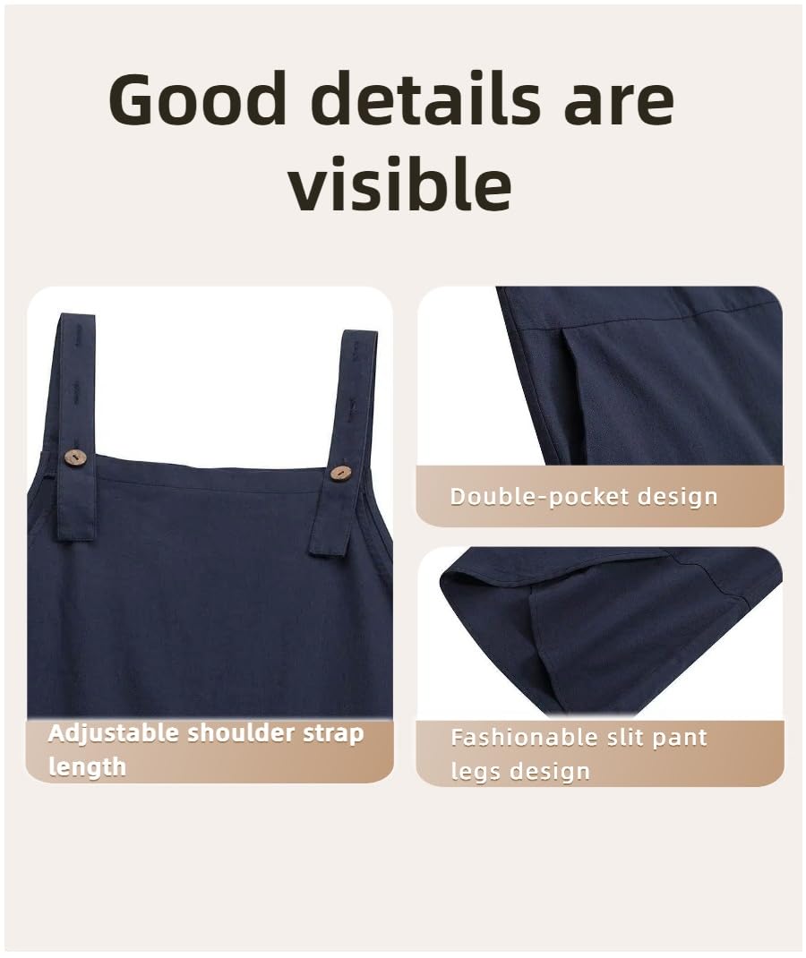 Mono Mujer Verano Peto para Mujer Grande Overol Holgado Ajustable Casual Suelto Mameluco Sin Mangas de Tirantes Pantalones con Peto Pieza Holgado Suave y Confortable Jumpsuit