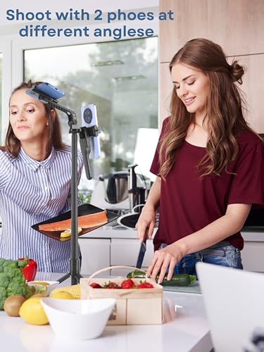 Image of Cason Long 69 Inch Selfie Stick for iPhone & Mobile, Portable Tripod with Bluetooth Remote- Selfie Stand for 2 Mobile Phones (Horizontal,Vertical) & Camera(Black)
