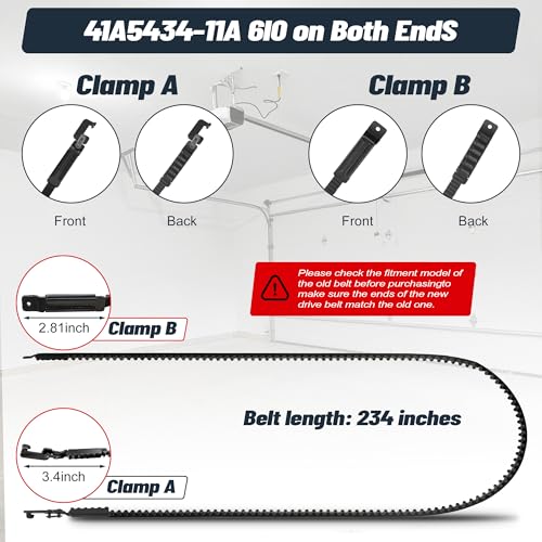 Image of 41A5434-11A Garage Door Drive Belt 234 inch for 7ft High Garage Doors | 41A5434-11A Whisper Drive Belt, Compatible with Multiple Models of Chamberlain / Craftsman / Liftmaster Garage Door Openers