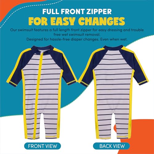 Image of SwimZip UPF50+ Boys Swim Shirt, Long Sleeve One Piece Kids Sunsuit