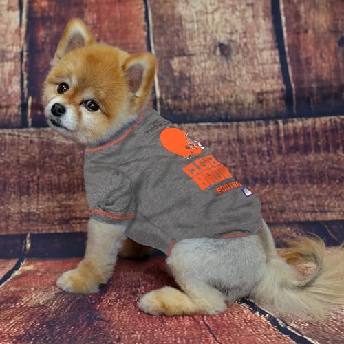 Image of NFL Cleveland Browns Dog T-Shirt for Pets, Size Large. Officially Licensed Pet Shirt with Team Logo, Soft Stretchable Comfort Fit Apparel for Dogs & Cats