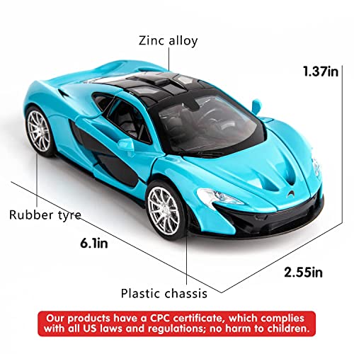 Image of 1:32 Scale McLaren P1 Toy Car | Metal Pullback Diecast Car for Kids with Openable Doors, Sound, Light Effects Toy for Car Enthusiasts (Color As Per Available),blue