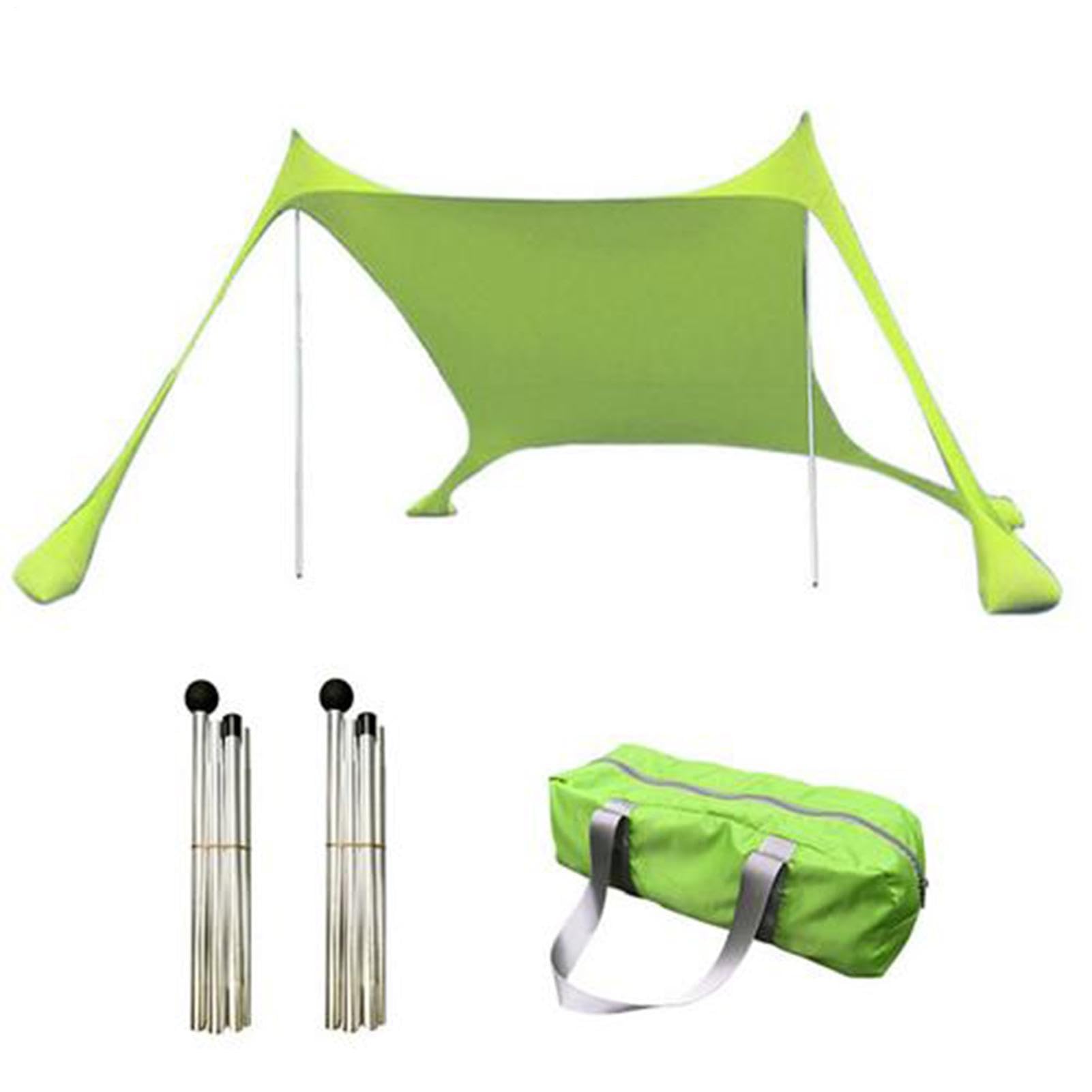 Toldo De Playa Portátil con Protección UV, Tienda Familiar 210x150x170 Cm De Transpirable, Refugio Solar Ajustable con 2 Postes, para Camping, Jardín Y Picnic