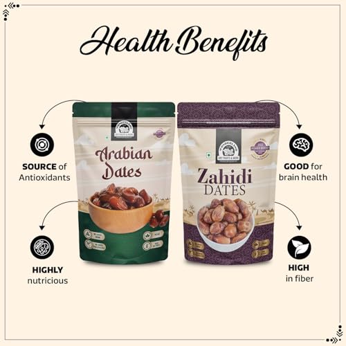 Image of Wonderland Foods 500g (250g X 2) Premium Dates Combo of Arabian Dates & Zahidi Date Combo | Healthy & Nutritious Soft Khajoor, Khajur Rich In Iron, Fibre & Vitamins