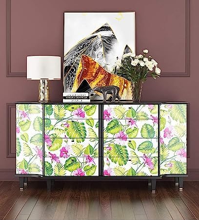 Image of Self Adhesive Waterproof Wallpaper for Kitchen Living Room Bed Room Furniture Makeover Cabinet Shelf Liner Tile Pattern Removable Contact Paper(Garden Bloom (45X500 CM)