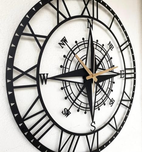 Image of Stylish Metal Wall Clock for Living Room, Bedroom, Office, Kitchen, Home and Hall | Antique Fancy Big Size Modern Wall Watch for Home Decor (DA-127, 50 CM)