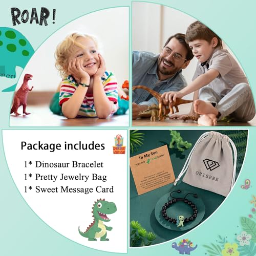 Image of Dinosaur Bracelet for Son /Grandson /Nephew /Brother on Valentines /Christmas /Birthday Graduation