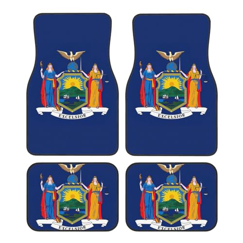 Tapis de voiture universels à motif drapeau New York | Set de 4 pièces robuste