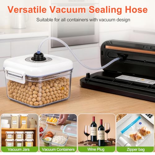 Envasadora al vacío 6 en 1 profesional para alimentos, con 50 bolsas de envasado al vacío y 1 manguera para recipiente al vacío, dispositivo de sellado automático de 65 Kpa con cortador y cuenta atrás - imagen 4