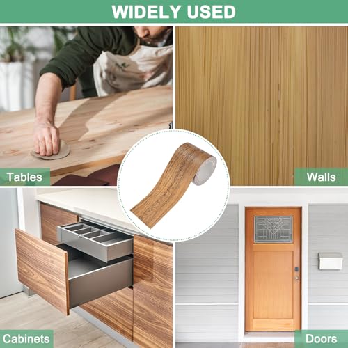 Image of M METERXITY 2-Roll Wood Grain Repair Tape, 2.24in x 15ft Textured Realistic Self-Adhesive Wood Floor Tape Contact Paper for Furniture /Floors /Home [Dark Brown Oak]