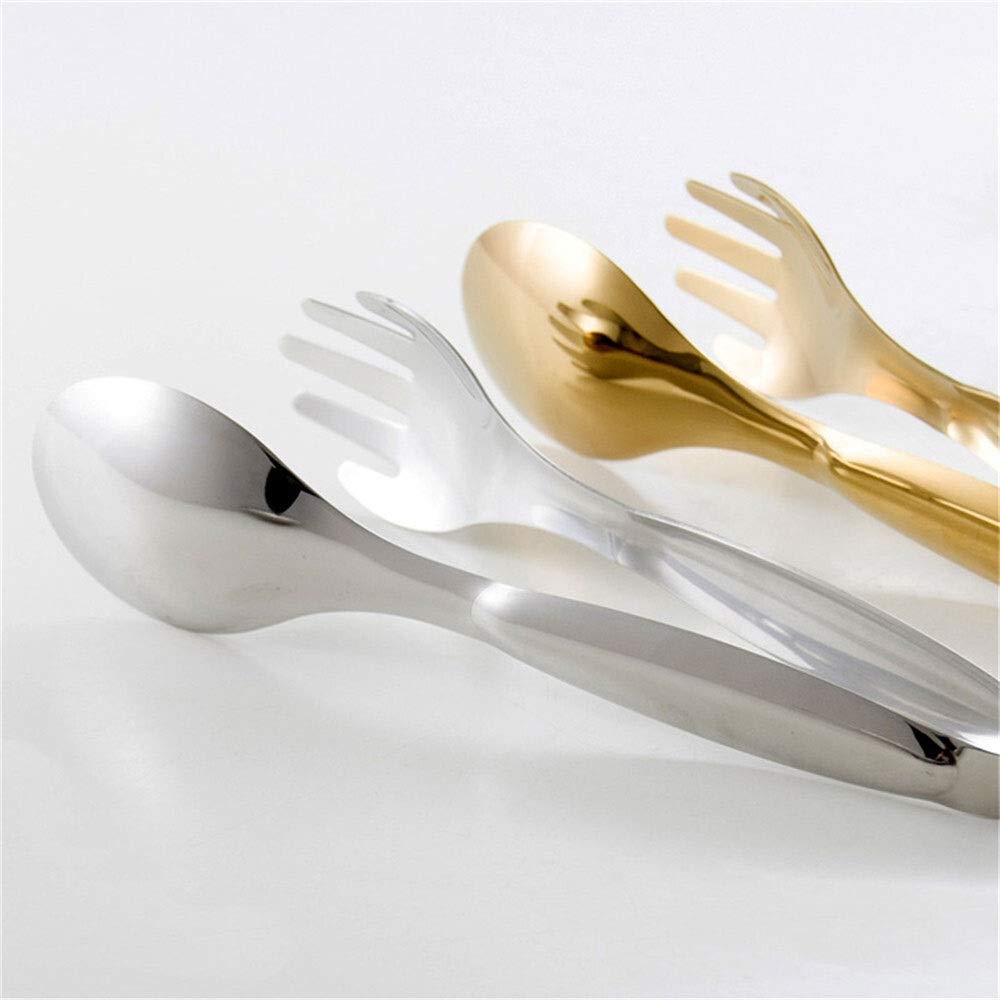 Pinze da Cucina Pinze per Alimenti in Acciaio Inossidabile Nastro d'oro Utensili da Cucina Utensili da Cucina a Buffet Clip per Barbecue Clip per pinze per bistecche di Pane(Argento
