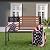 50" Outdoor Garden Bench, Cast Iron Metal Frame Patio and Porch Welcome Benches with Classic Americana Style Backrest and Weatherproof Seat, Park Decorative Memorial Bench (Black & Woodgrain Colors)