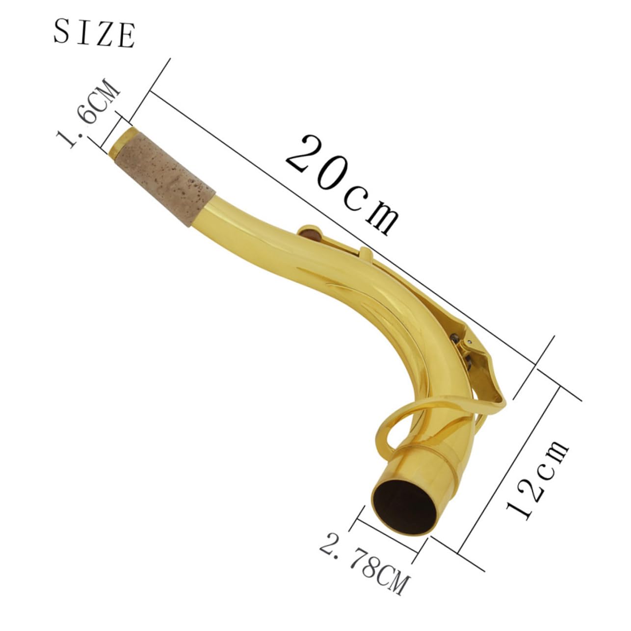Abaodam Manico Curvo in Ottone Placcato in Argento per Sassofono Tenore Sostituzione del Manico per Sax Parte di Ricambio per Sassofono in Sib