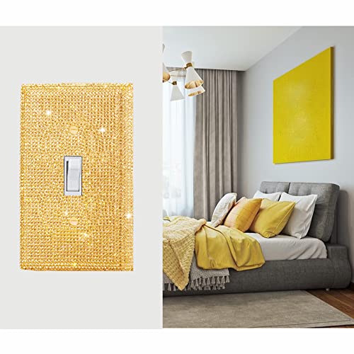 Image of Shiny Golden Rhinestones Wall Plates Light Switch Decorative Cover Plate Single Toggle Rhinestones Outlet Covers Wall Plate Decorative