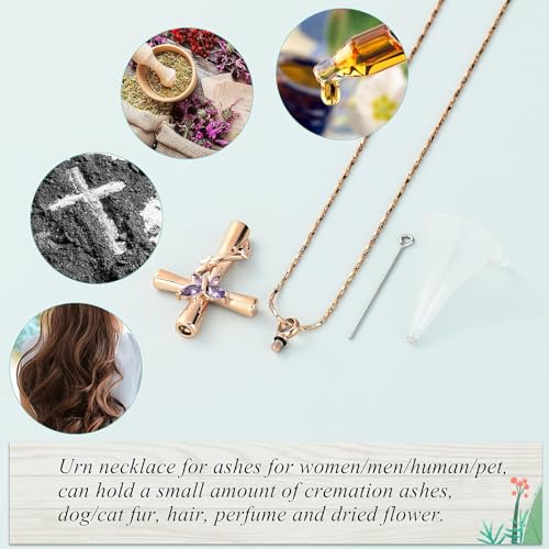 Butterfly Cross Urn Necklace for Ashes Birthstone Cremation Jewelry for Men Women Ashes Pendant Keepsake Memorial Ash Jewelry4
