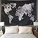 Lomohoo Psichedelico Mappa del Mondo Arazzo da parate Indiano Vinatage Telo Parete Tende Moderne Bianco e Nero Tende Camera da Letto(L/148cm*200cm)