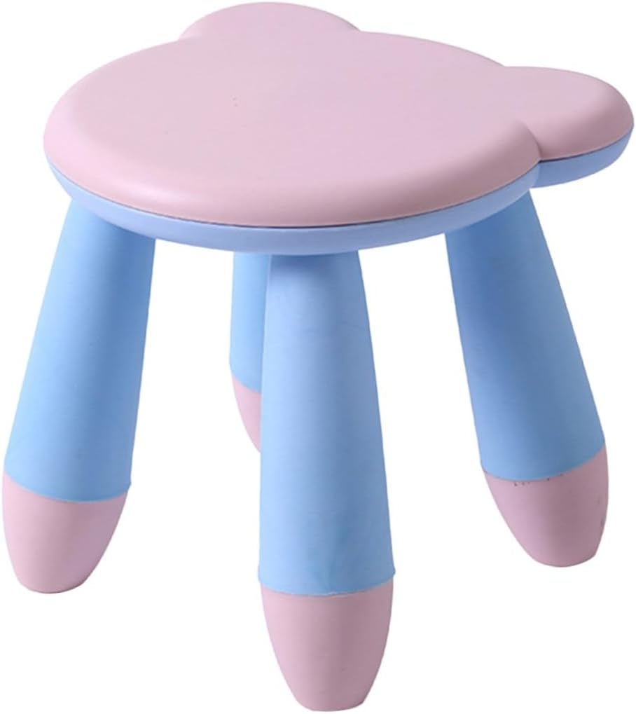 Zerodeko Cartoon Stool Thickened Plastic Anti-Slip Stool Non-Skid for Kindergarten Use Cute Pink Bear Design