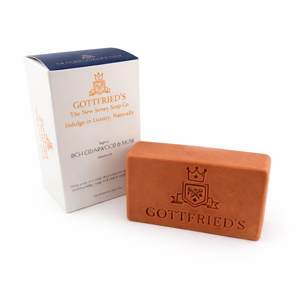 Gottfried's | Cedarwood & Musk luxury soap. HERITAGE Genre, 150 grams, sophisticated harmony of marine and green notes, highlighted by refreshing mint, handcrafted soap (1 Pack)