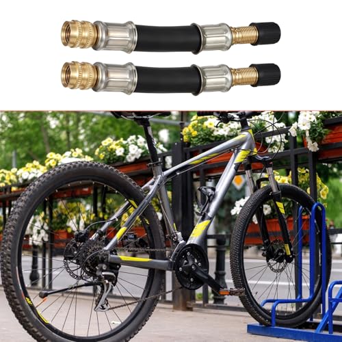 Image of 2 Pcs Valve Stem Extension, 3.93 Inches Flexible Brass Valve Stem Extension Adapter, Universal Fit Durable Design Bike Pump Tire Adapter for Car, Truck, RV, Motorcycle, Bike, Scooter