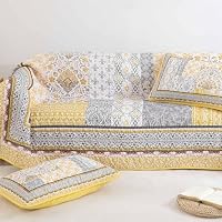 WONGS BEDDING Boho Quilt Set Twin, 3 Pcs Yellow Patchwork Bedspread Set — image 8