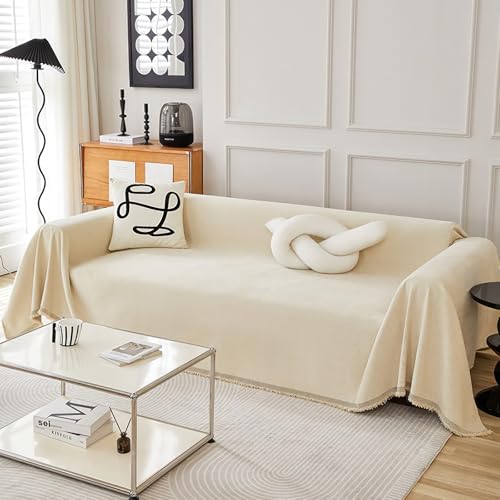 ALLOMN Chenille Sofa Covers for 3 Seater, Solid Color Sofa Protectors from Pets Cats Dogs, Breathable Loveseat Couch Covers Non-Slip Furniture Slipcovers Soft Sofas Seat Cushion Cover, 180x300cm - Image 8