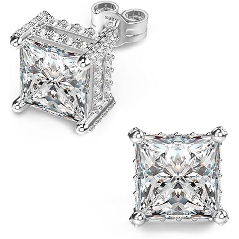 GEMV 18K White Gold CZ Stud Earrings Cover
