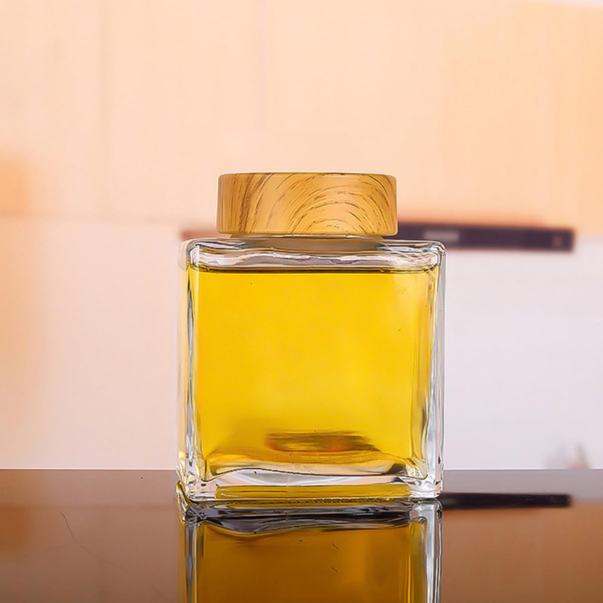 Tarros de Vidrio con Tapa de Madera Herméticos de 180ml, Paquete de 2 Unidades, Durabilidad Excepcional y Estructura Reforzada para Uso en Cocina