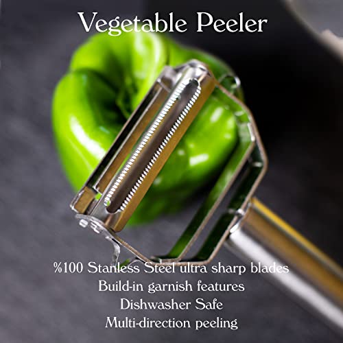 Boxgear Stainless Steel Dual Blade Vegetable Peeler - Commercial Grade Julienne Cutter, Slicer, Shredder, Scraper - Fruit, Potatoes, Carrot, Cucumber - Kitchen, Home Staple - Housewarming Gift - Image 4