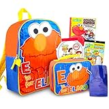 Sesame Street Kids Elmo Backpack With Lunch Box ~ 6 Pc Bundle With 16 Elmo School Bag For Boys,...