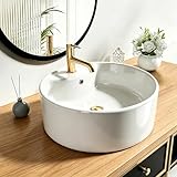 NUESTRA VIDA Lavabo de cerámica para baño con orificio para grifería, lavabo,...