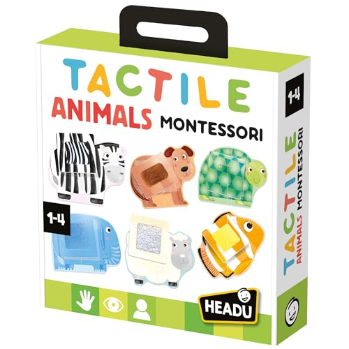 Headu - Tactile Animals Montessori | Juegos Para Niños De 2 Años A 4 | Juegos Educativos Niños 2 Años A 4 | Montessori 12 Piezas | Regalo Niño | Regalo Niña