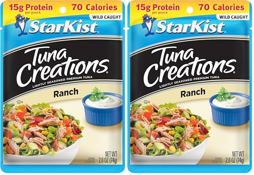 Image of StarKist Tuna Creations Ranch Pouch (2.6 oz - 2 Pack) Wild Caught, High Protein Shelf Stable Seafood, Gluten Free, Soy Free, No Draining, Ready to Eat for Salads and Sandwiches