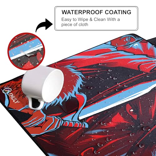Image of Samurai Warrior Mouse Pad 18x36Inch 3mm Extended Gaming Desk Mat with Anti-Slip Rubber Base Mousepad for Smooth Surface Deskpad for PC & Laptop Use Waterproof & Stiched (Multicolour) Deskpad