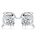 Produktbild Crystalline Azuria Delfine Ohrstecker Ohrringe mit Weiß Zirkonia Kristalle 18 kt Weiß Vergoldet für Damen und Kinder