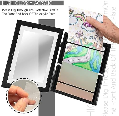 iDocare Kids Artwork Display Frame, Art Frames Front Opening A4 Artwork Frame Children's Storage Frame, For Children Projects, Home, Office (Black for 1pack) (2 pack) 6 51M4LSydoEL. AC