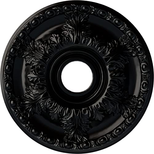 Ekena Millwork CM18GABLF Granada Ceiling Medallion, 18" OD x 3 1/2 ID x 2 1/2 P, Jet Black