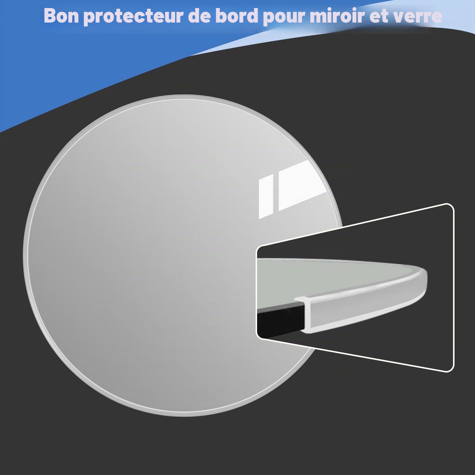 Bordure en caoutchouc transparent, protection autocollante transparente pour tôle, verre ou verre flexible, en silicone, profilé en U de 3 mm, longueur 6 m