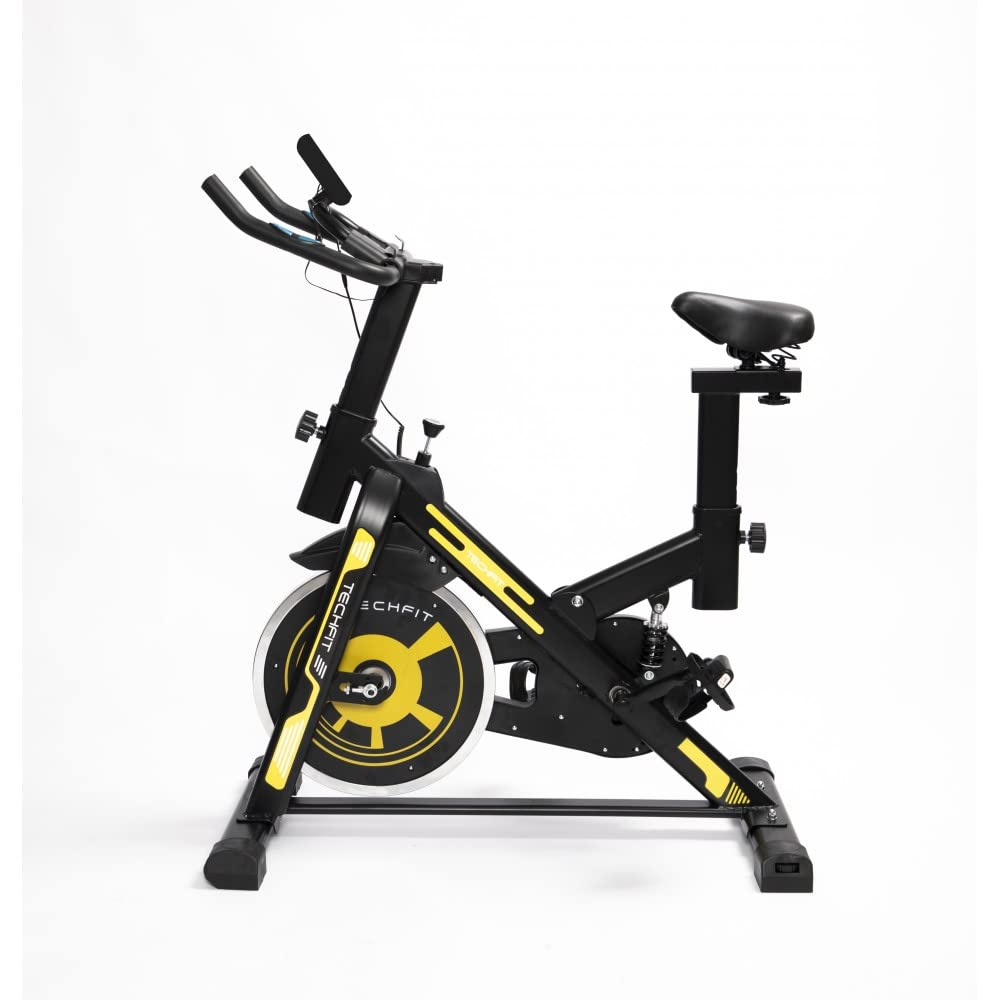 TechFit Cyclette da Camera - Bicicletta Indoor, Cyclette da Camera con Schermo LCD e Portabicchieri, Volano 15kg, Cyclette per Fitness ed Esercizio a Casa, supporto per iPad