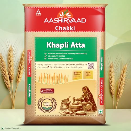 Image of Aashirvaad Khapli Atta 1KG | Emmer Wheat Flour | High Fiber & Protein | Aids Digestion | Ancient Grain |Soft & Nutritious Rotis