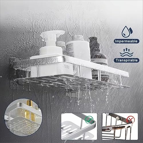 Image of Boniry 1 Pcs Bathroom Accessories Aluminium Heavy Duty Self Adhesive Bathroom Shelf for Wall, Multipurpose Wall Mounted Organiser, Washroom Organizer (Silver)